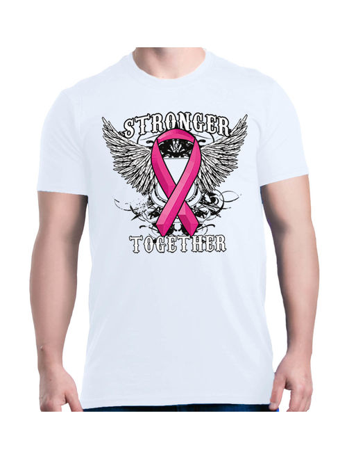 Shop4Ever Men's Stronger Together Breast Cancer Awareness Graphic T-shirt