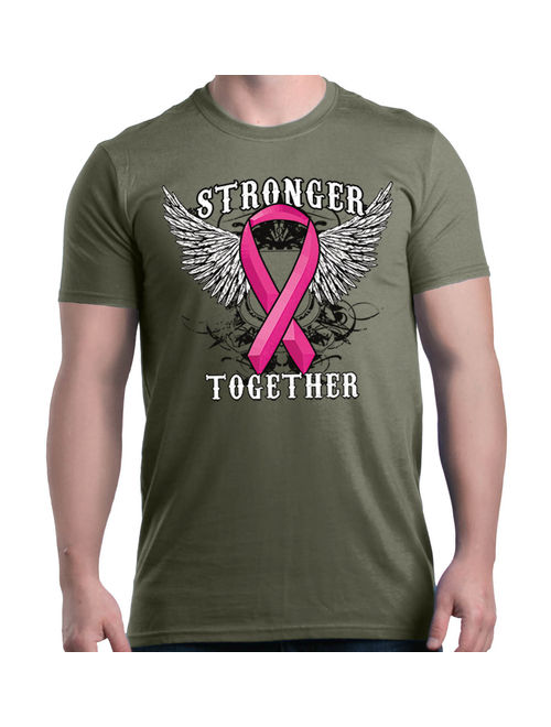 Shop4Ever Men's Stronger Together Breast Cancer Awareness Graphic T-shirt