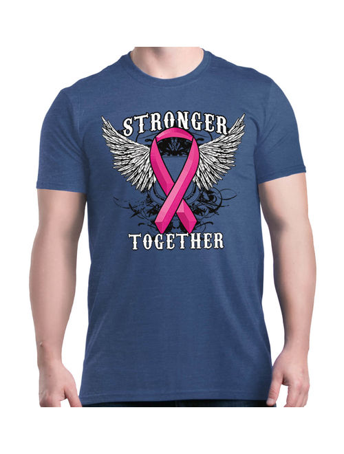 Shop4Ever Men's Stronger Together Breast Cancer Awareness Graphic T-shirt