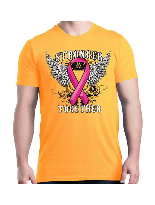 Shop4Ever Men's Stronger Together Breast Cancer Awareness Graphic T-shirt