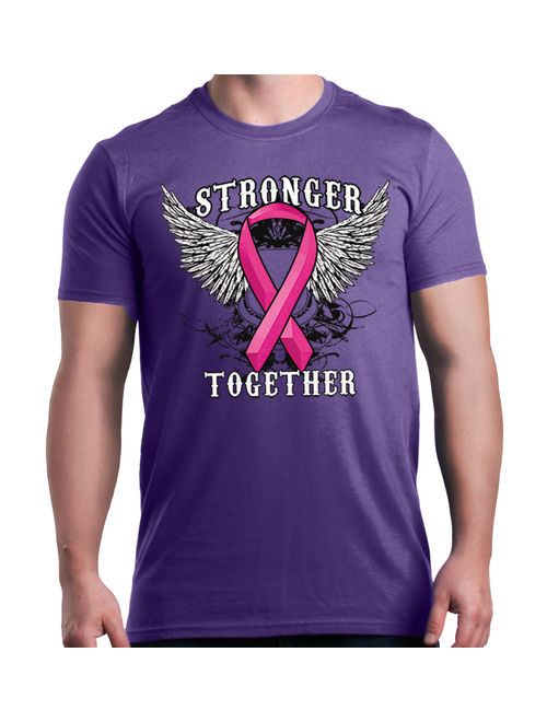 Shop4Ever Men's Stronger Together Breast Cancer Awareness Graphic T-shirt