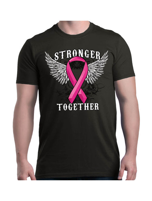 Shop4Ever Men's Stronger Together Breast Cancer Awareness Graphic T-shirt