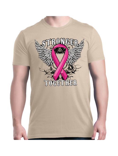 Shop4Ever Men's Stronger Together Breast Cancer Awareness Graphic T-shirt