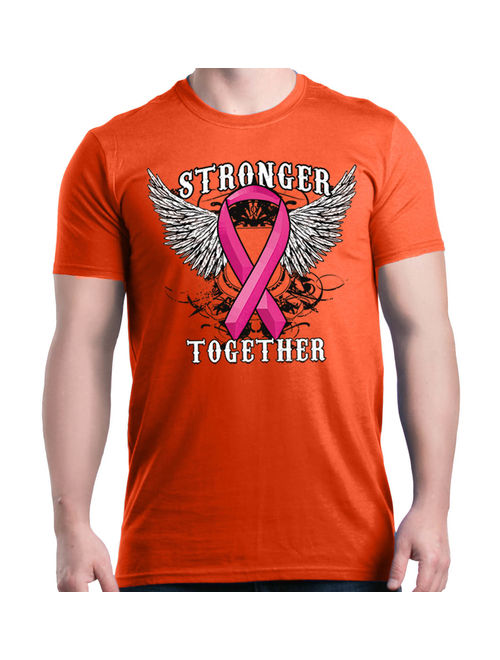 Shop4Ever Men's Stronger Together Breast Cancer Awareness Graphic T-shirt