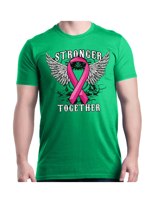 Shop4Ever Men's Stronger Together Breast Cancer Awareness Graphic T-shirt