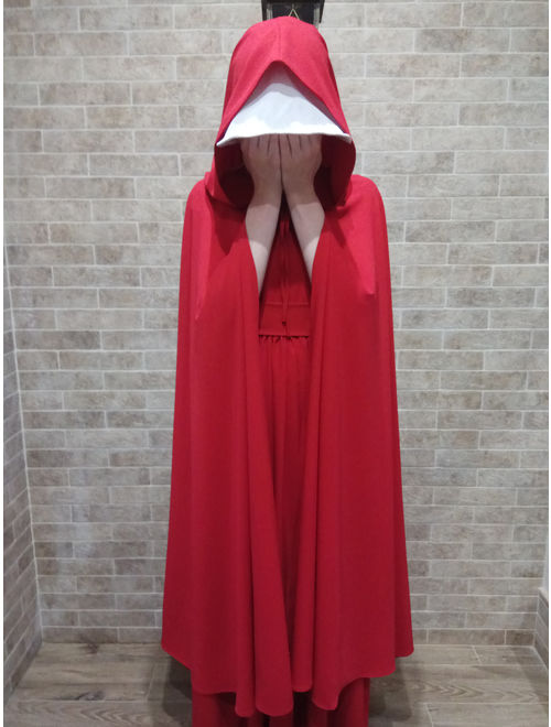 The Handmaid&#39;s Tale Costume Handmaid&#39;s tale Dress Red Hooded Cloak Bonnet Cap Leather Gag Bondage Halloween Costume Cosplay Renaissance BDSM