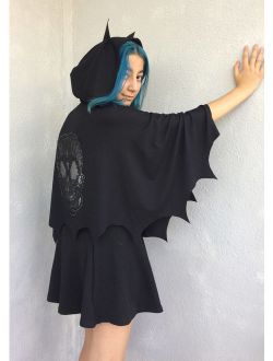 Bat Hooded Cape, Skull Halloween Costume, Spooky Hooded Cape, Skull Women Pelerine, Cosplay Hoodie, Hooded Coverup, Kids Party Cape