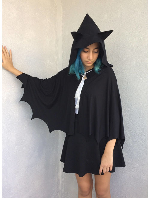 Bat Hooded Cape, Skull Halloween Costume, Spooky Hooded Cape, Skull Women Pelerine, Cosplay Hoodie, Hooded Coverup, Kids Party Cape