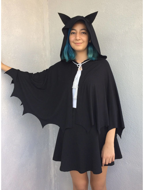 Bat Hooded Cape, Skull Halloween Costume, Spooky Hooded Cape, Skull Women Pelerine, Cosplay Hoodie, Hooded Coverup, Kids Party Cape