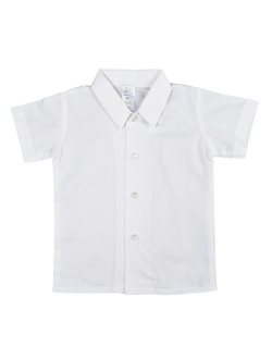 Avery Hill Baby Boys Infant Toddler Short Sleeved Simple Dress Shirt in Ivory or White