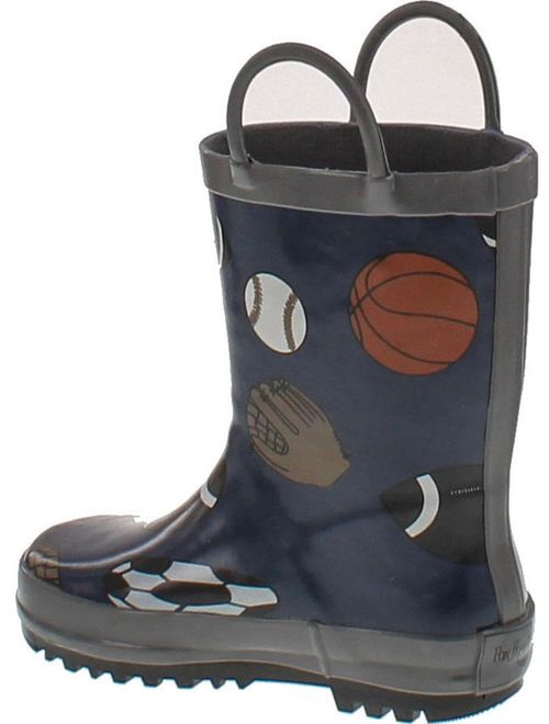 Navy Sports Balls Toddler Boys Rain Boots 5-10