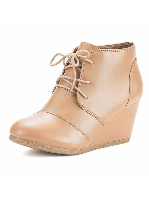 DREAM PAIRS Women's Fashion Casual Outdoor Low Wedge Heel Booties Shoes