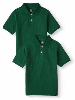 Boys School Uniform Short Sleeve Pique Polos, 2-piece Multipack (Little Boys & Big Boys)
