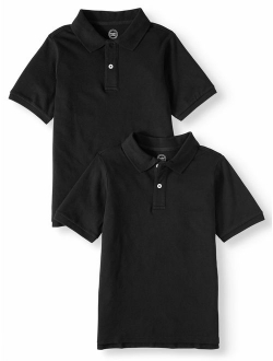 Boys School Uniform Short Sleeve Pique Polos, 2-piece Multipack (Little Boys & Big Boys)