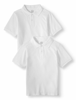 Boys School Uniform Short Sleeve Pique Polos, 2-piece Multipack (Little Boys & Big Boys)