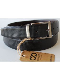 Adam Burk 100% Cow Leather Mens Casual Reversible Dress Belt Black 26AB06B