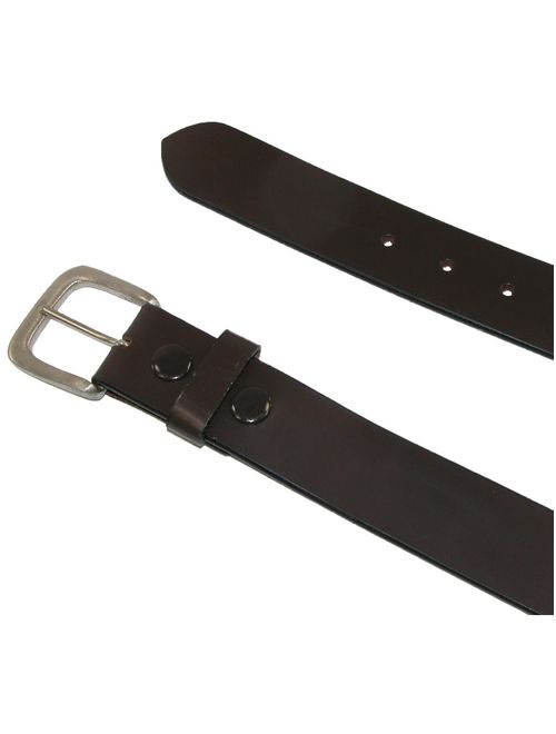 Size 38 Mens Leather 1 3/8 Inch Removable Buckle Bridle Belt, Black