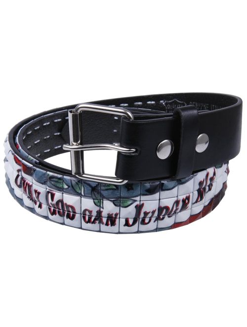 Only God Can Judge Me Studded Leather Belt