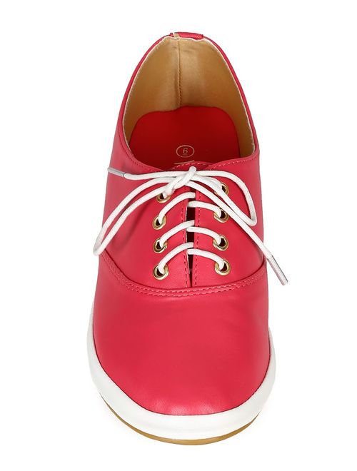 New Women Nature Breeze Laguna Beach Leatherette Two Tone Lace Up Sneaker Flat