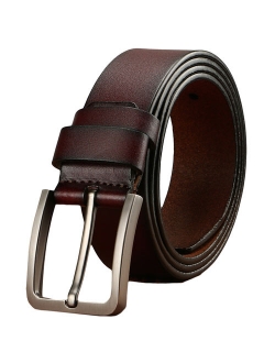 Men's Jean Belt Classic Metal Buckle Handcrafted Genuine Leather Belt