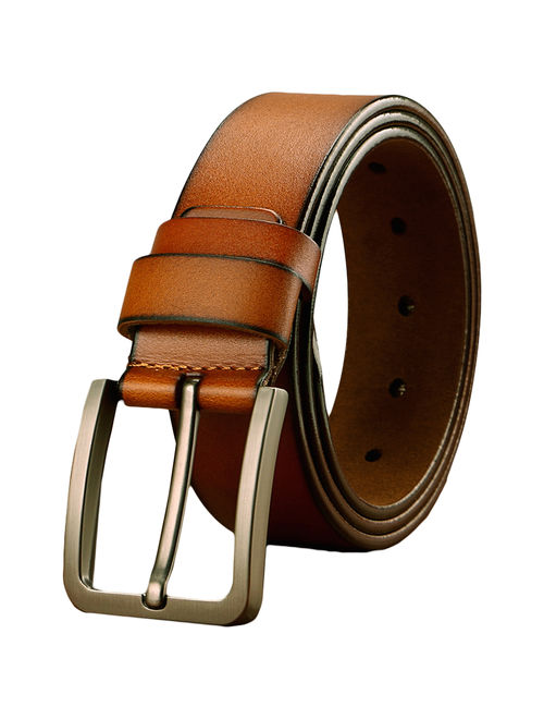 Men's Jean Belt Classic Metal Buckle Handcrafted Genuine Leather Belt