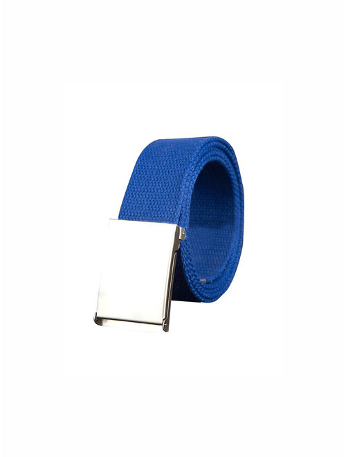 Unique Bargains Unisex Slide Buckle Canvas No Holes Adjustable Waist Belt Width 1 5/8" & 1 1/2"