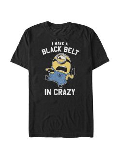 despicable me men's minion black belt in crazy t-shirt