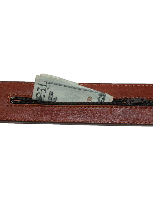 Men's Leather Money Belt Removable Buckle