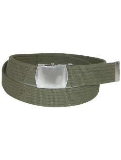 Big and Tall Ribbed Fabric Belt with Nickel Buckle