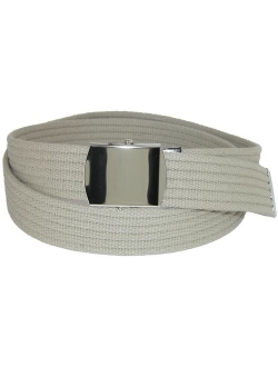 Big and Tall Ribbed Fabric Belt with Nickel Buckle