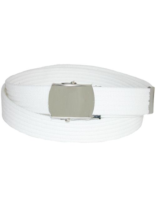 Big and Tall Ribbed Fabric Belt with Nickel Buckle