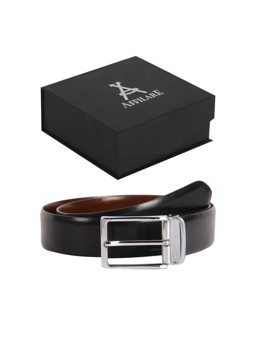 Affilare Men's Genuine Italian Leather Dress Belt Black Brown Reversible 12RB562