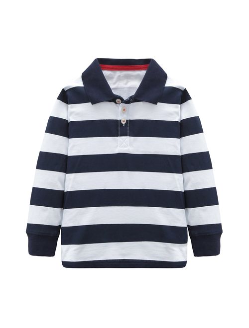 HowJoJo Boys Cotton Long Sleeve T-Shirts Striped Polo Shirts