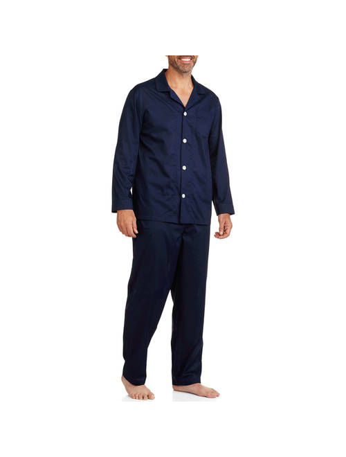 Fruit of the Loom Men's Long Sleeve, Long Pant Solid Pajama Set