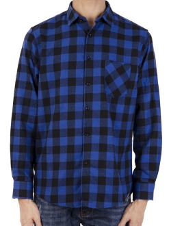 Men's Long Sleeve Plaid Shirt Flannel Plaid Shirt Mens Casual Button-down Shirts Workshirt Red Black Blue