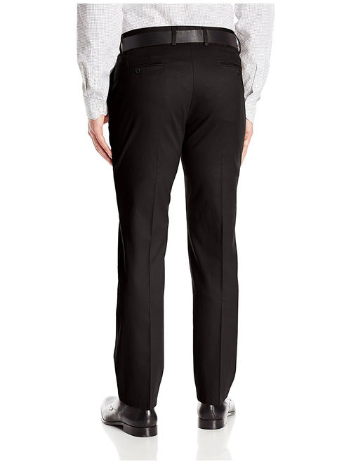 Boltini Italy Men's Flat Front Slim Fit Slacks Trousers Dress Pants (Black, 32x32)