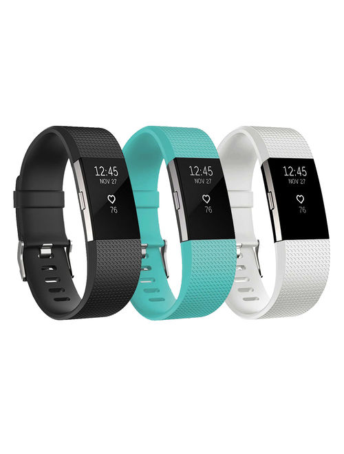 EEEKit For Fitbit Charge 2 Bands, 1/3-Pack Adjustable Replacement Soft Silicone Sport Strap Wristband Accessories for Fitbit Charge 2 Fitness