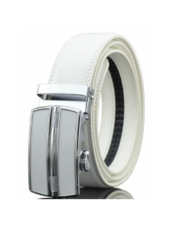 Men's Dress Belt Genuine Leather Automatic Buckle Ratchet Belt, Adjustable Exact Fit Belt