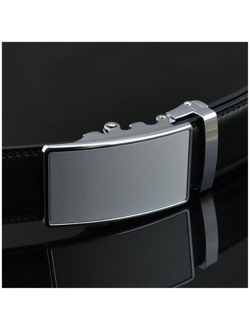 Men's Dress Belt Genuine Leather Automatic Buckle Ratchet Belt, Adjustable Exact Fit Belt