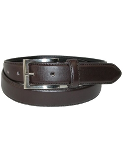 Men's Leather 1 1/8 Inch Basic Dress Belt with Silver Buckle