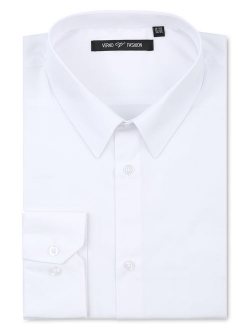 Men's Basic Long Sleeve Slim Fit Solid Dress Shirt