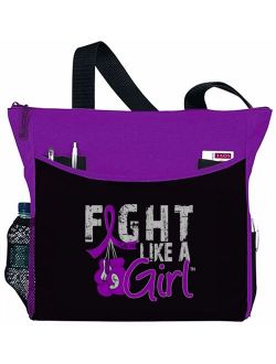 Fight Like a Girl Pancreatic Cancer Lupus Epilepsy Chiari Fibromyalgia Tote Bag - Dakota, Purple Ribbon