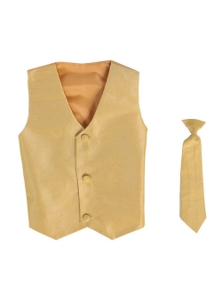 Vest and Clip On Baby Boy Necktie set - GOLD - L/XL (12-24 Months)