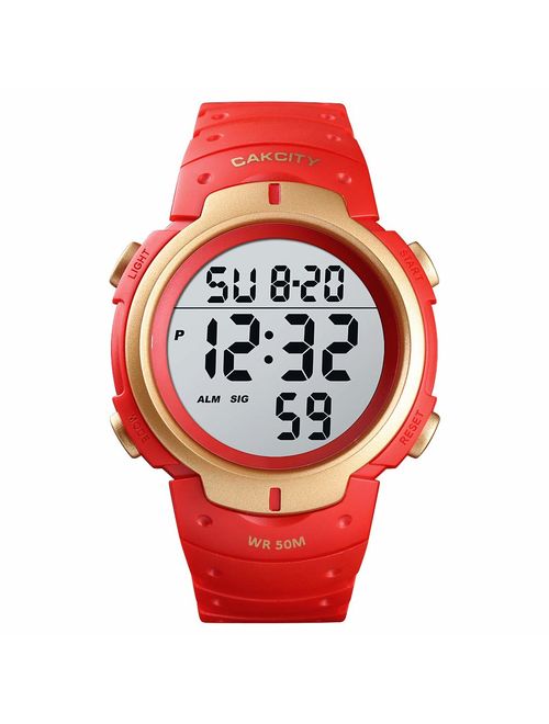 CakCity Digital Sports Watch - ck1068 R LED Screen Large Face Military Watches and Waterproof Casual Luminous Stopwatch Alarm Simple Army Watch