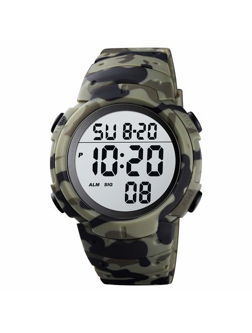 CakCity Digital Sports Watch - ck1068 R LED Screen Large Face Military Watches and Waterproof Casual Luminous Stopwatch Alarm Simple Army Watch