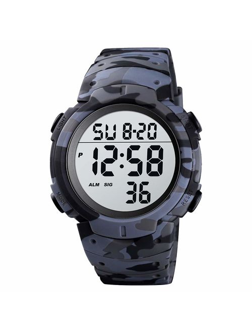 CakCity Digital Sports Watch - ck1068 R LED Screen Large Face Military Watches and Waterproof Casual Luminous Stopwatch Alarm Simple Army Watch