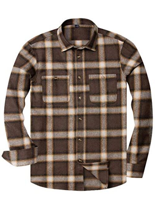 Alimens & Gentle Cotton Button Down Regular Fit Long Sleeve Plaid Flannel Casual Shirts