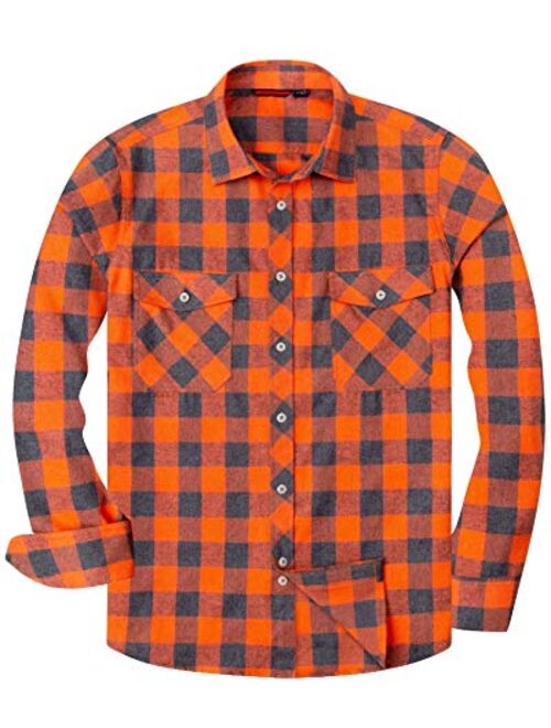 Alimens & Gentle Cotton Button Down Regular Fit Long Sleeve Plaid Flannel Casual Shirts