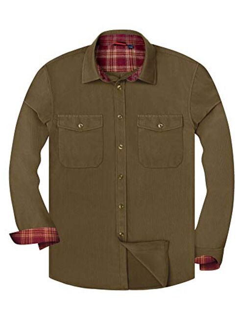 Alimens & Gentle Cotton Button Down Regular Fit Long Sleeve Plaid Flannel Casual Shirts