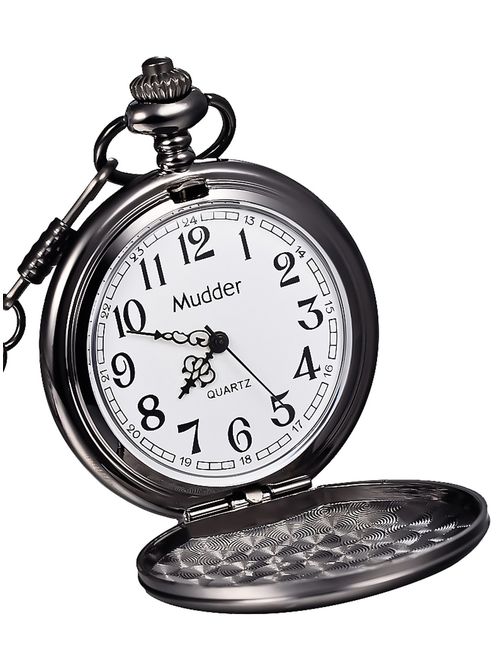 Mudder Classic Smooth Vintage Steel Mens Pocket Watch Xmas Gift